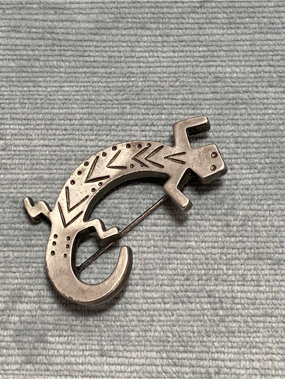 Vintage Pewter Southwestern Style Lizard Gecko Brooch